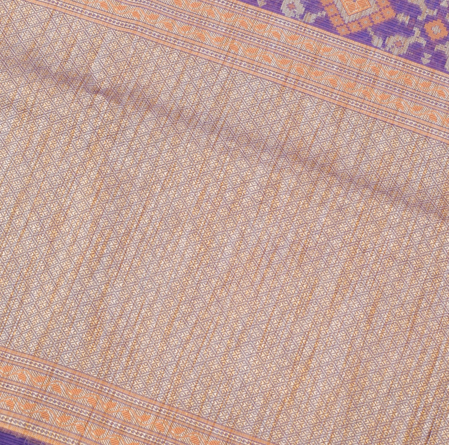 Sushila Vintage Blue Saree Art Cotton Silk Woven Geometrical Sari 6 Yard Fabric