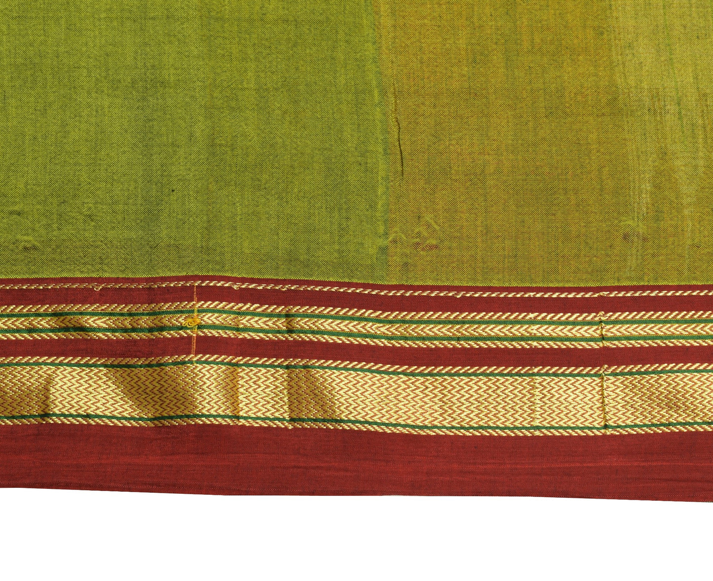 Sushila Vintage Ilkal Handloom Sari Pure Cotton Silk Green Saree Woven Fabric