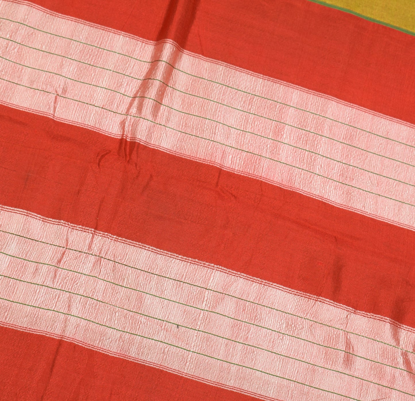 Sushila Vintage Ilkal Handloom Sari Pure Cotton Silk Green Saree Woven Fabric