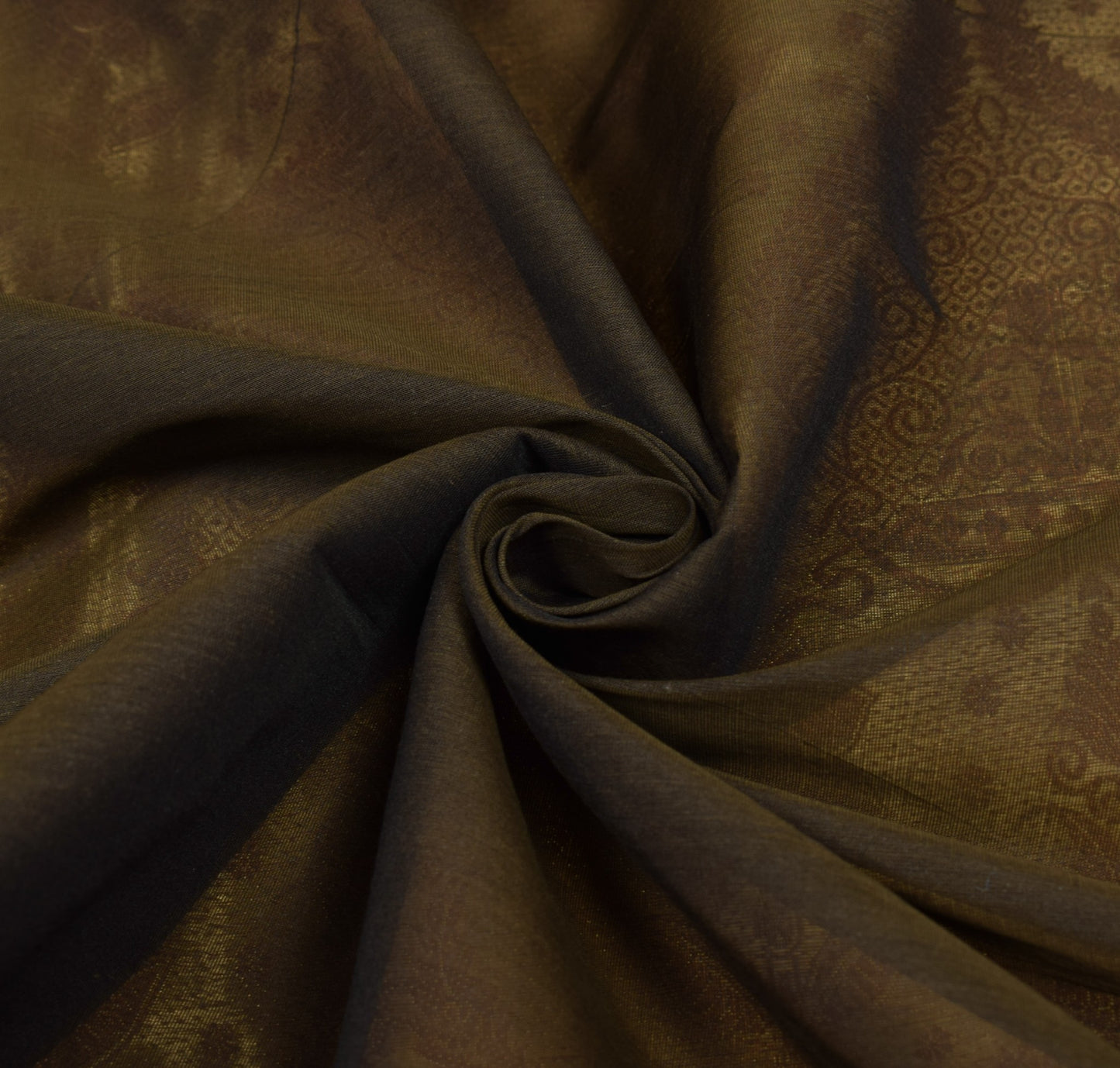 Sushila Vintage Green Saree  Mustard Border Pallu Pure Silk Woven Sari Fabric