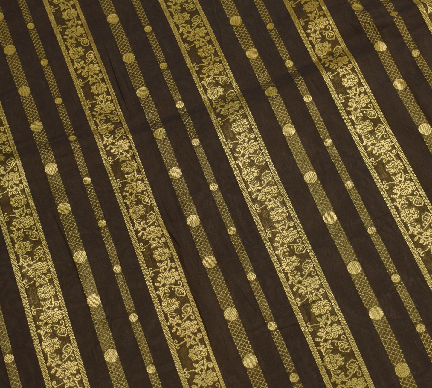 Sushila Vintage Green Saree  Mustard Border Pallu Pure Silk Woven Sari Fabric