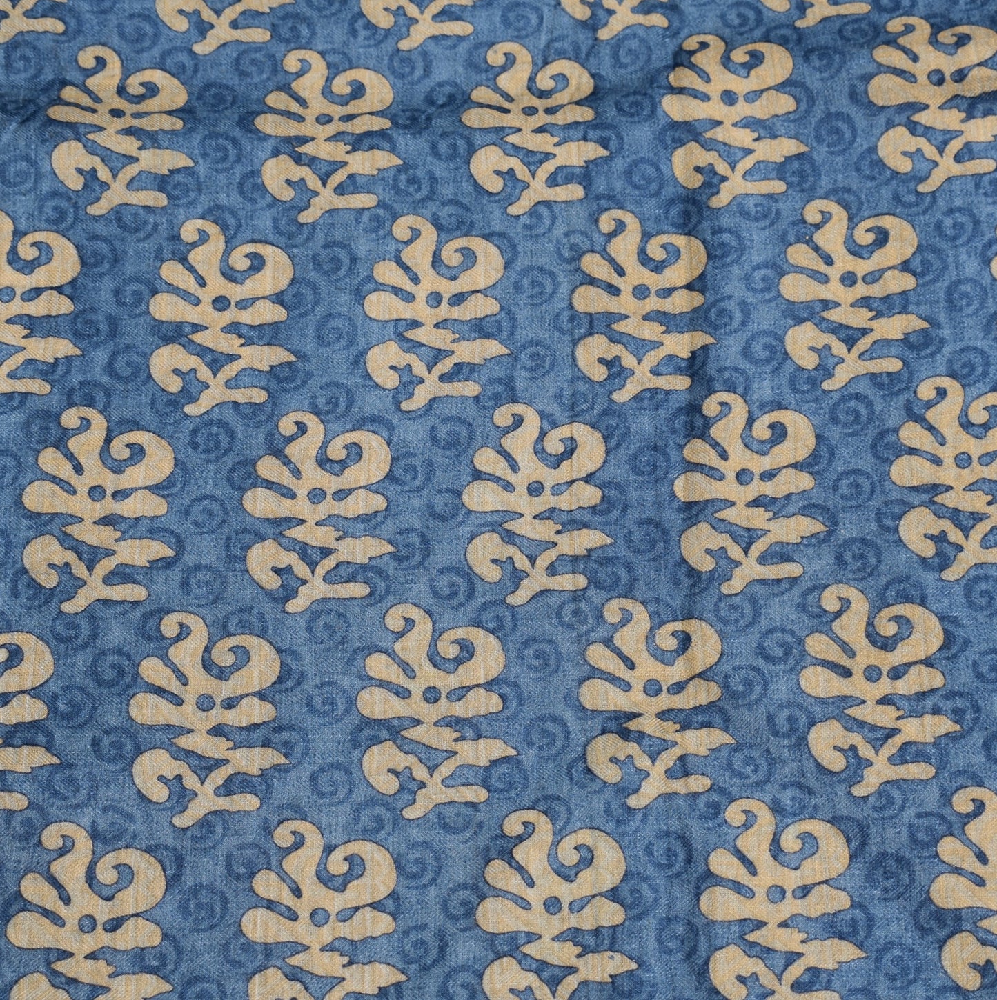 Sushila Vintage Shade of Blue Saree Pure Woolen Woven & Printed 6Yds Sari Fabric