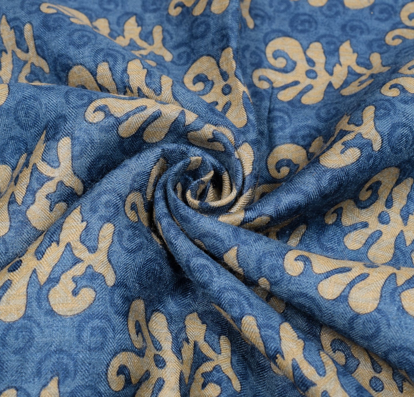 Sushila Vintage Shade of Blue Saree Pure Woolen Woven & Printed 6Yds Sari Fabric