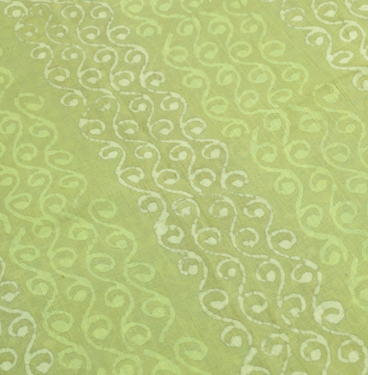 Sushila Vintage Pure Linen Premium Saree Green Batik Printed Sari Woven Fabric