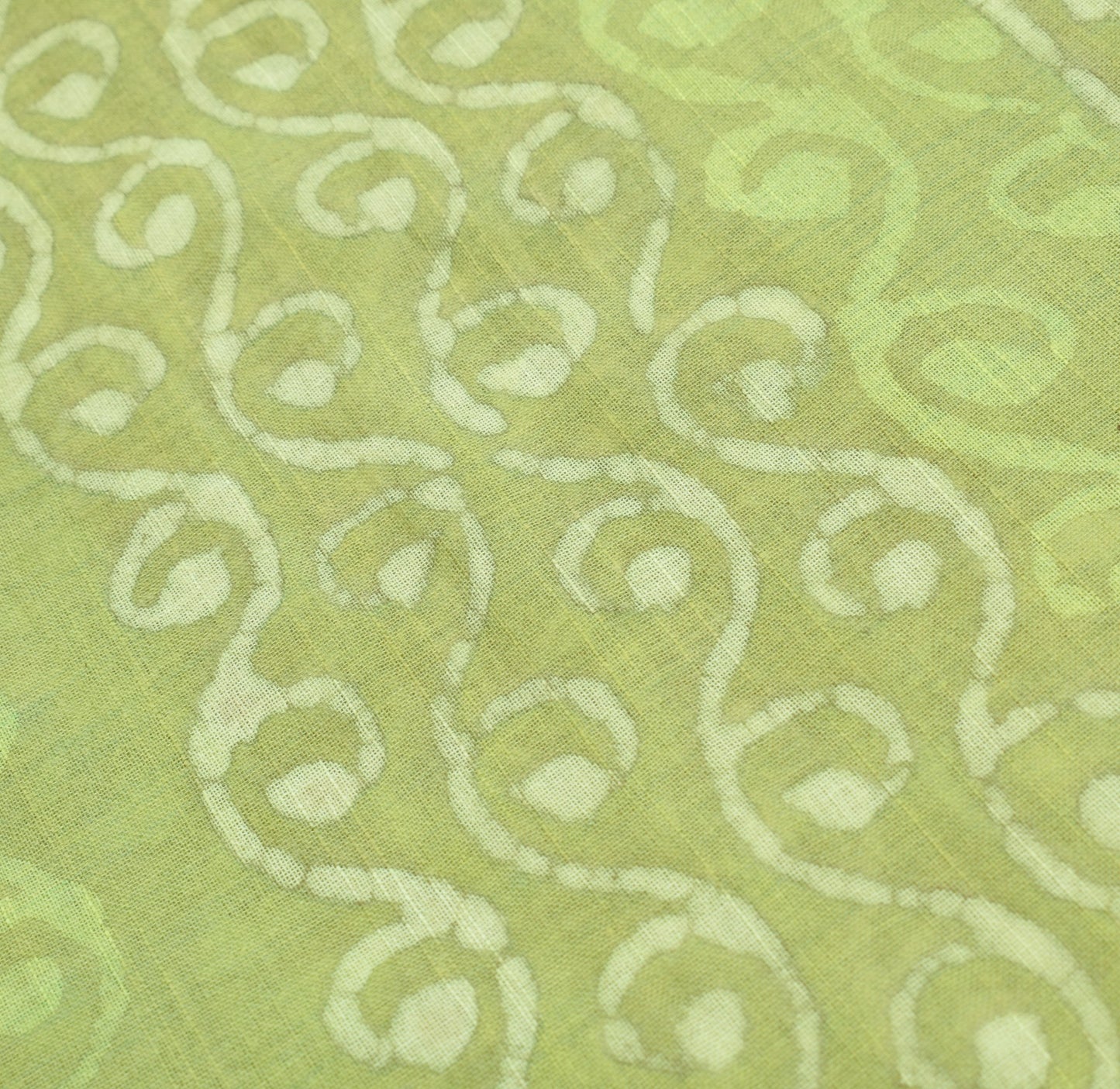Sushila Vintage Pure Linen Premium Saree Green Batik Printed Sari Woven Fabric