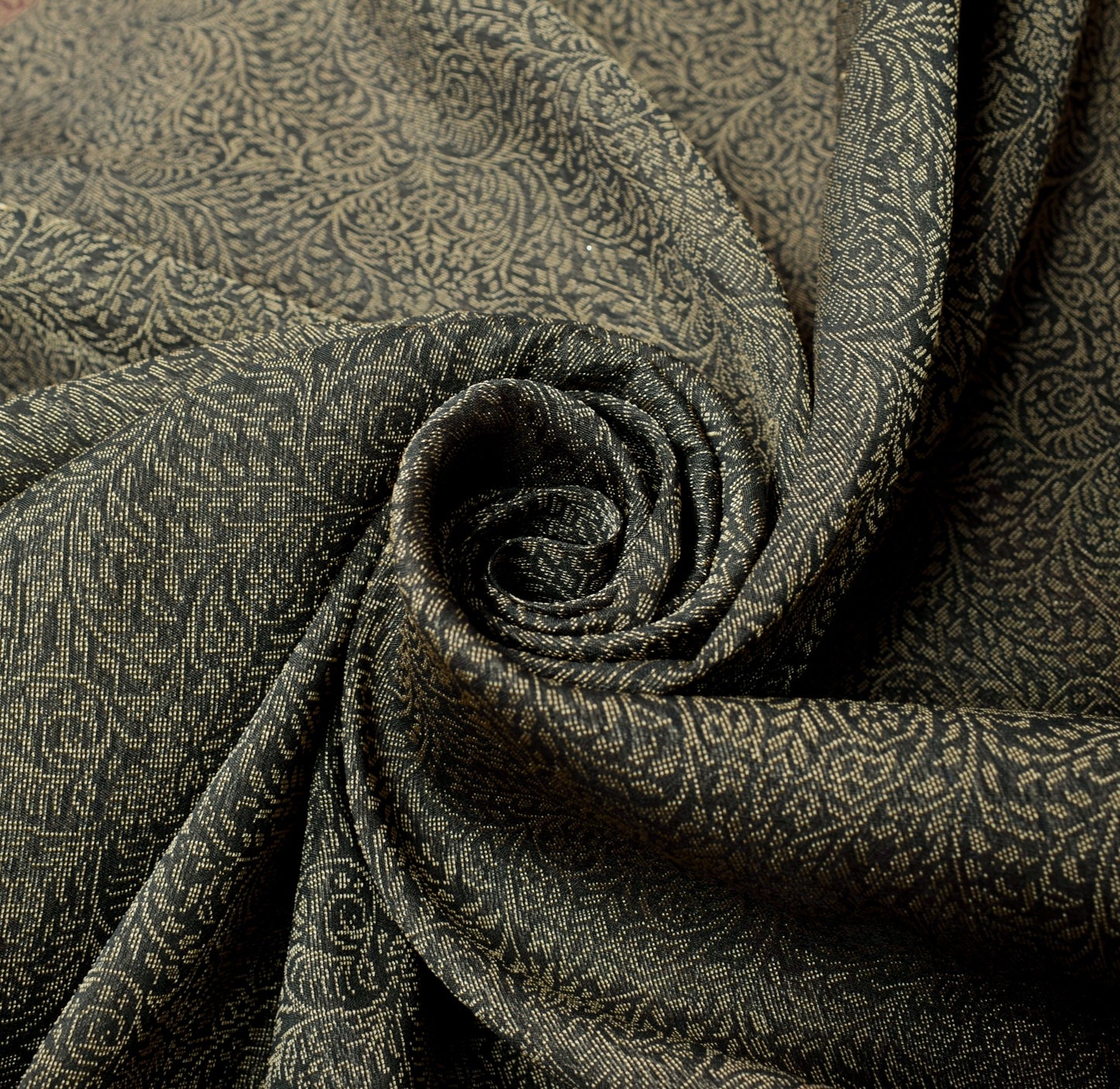 Sushila Vintage Black Premium Saree Pure silk Handloom HEAVY Woven Sari Fabric