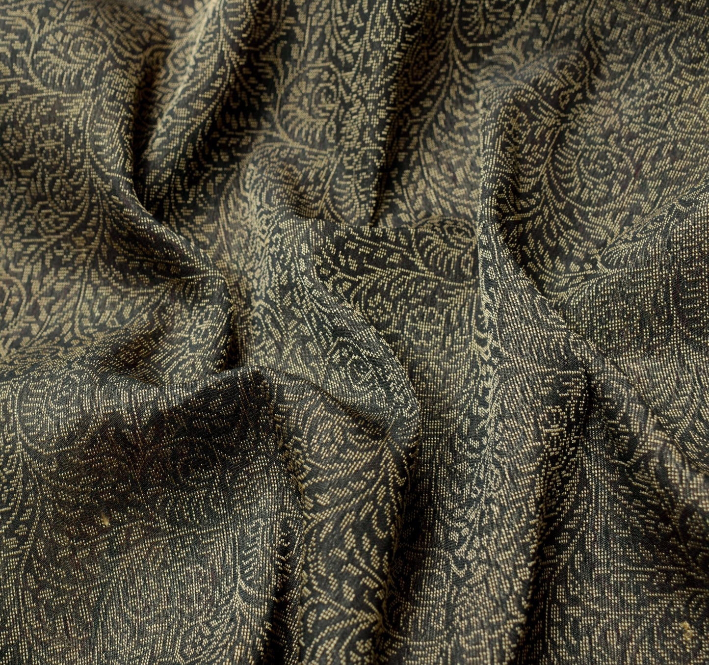 Sushila Vintage Black Premium Saree Pure silk Handloom HEAVY Woven Sari Fabric