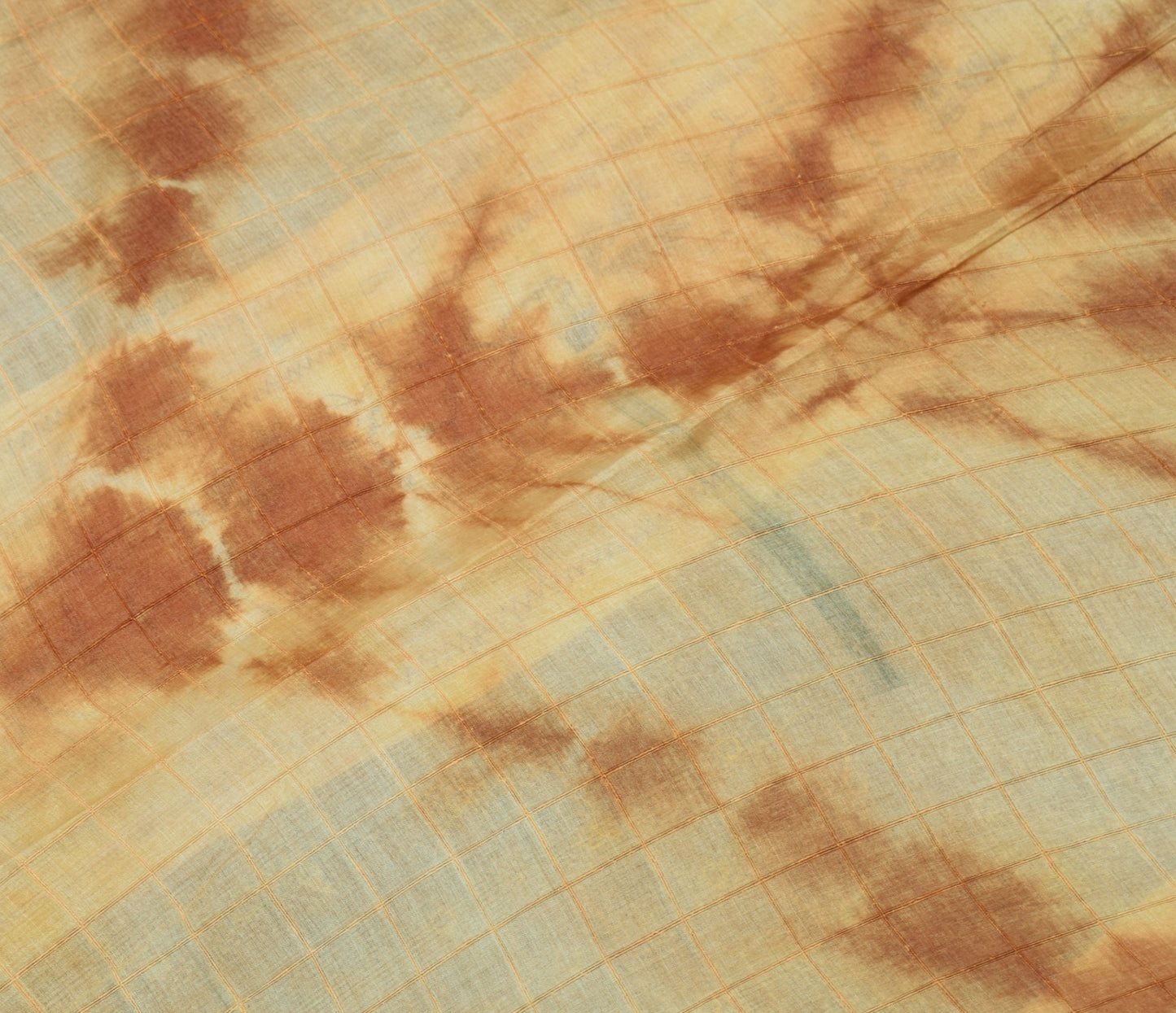 Sushila Vintage Brown Tie-Dye Saree 100%Pure Tussar Silk Embroidered Sari Fabric