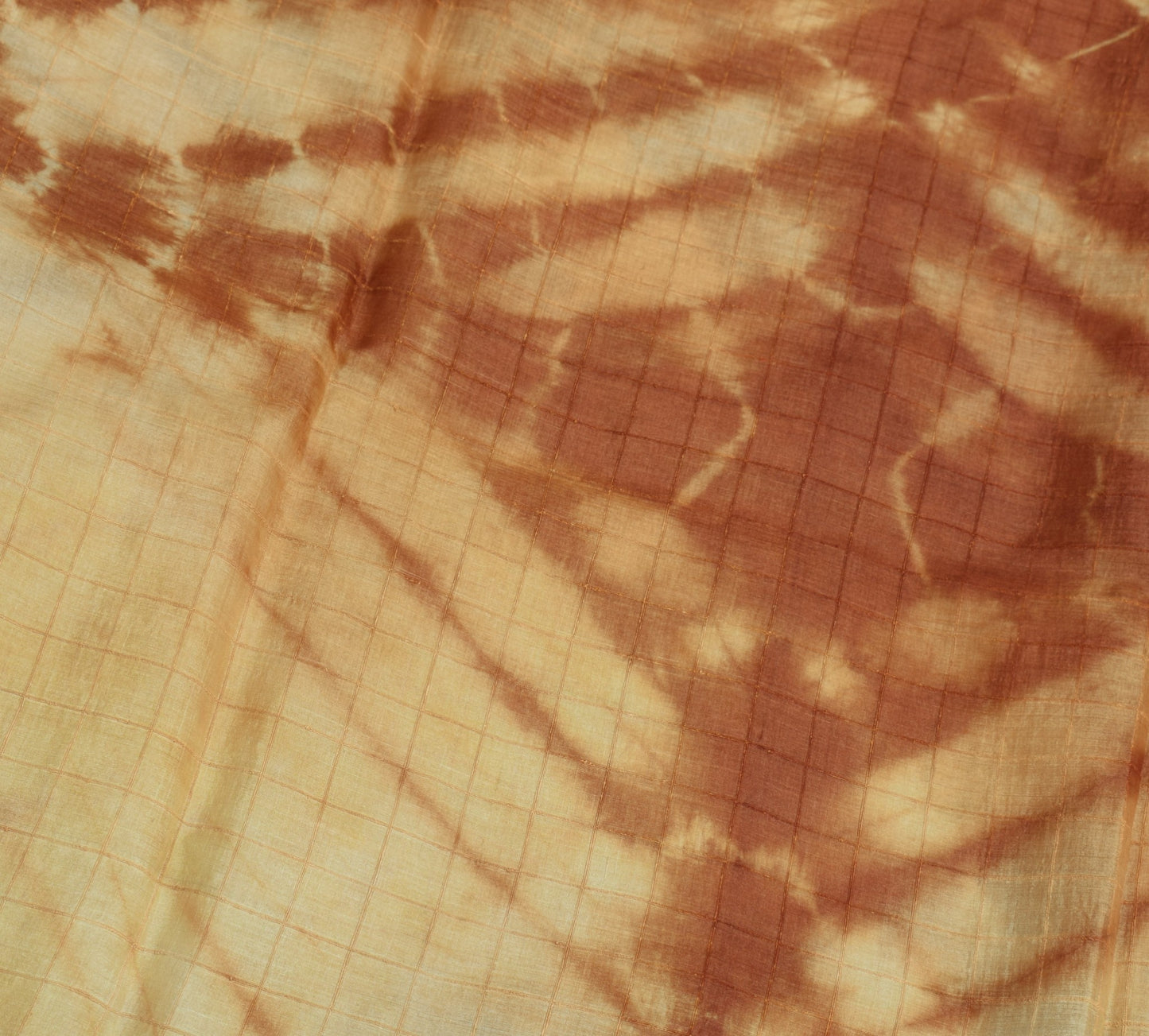 Sushila Vintage Brown Tie-Dye Saree 100%Pure Tussar Silk Embroidered Sari Fabric
