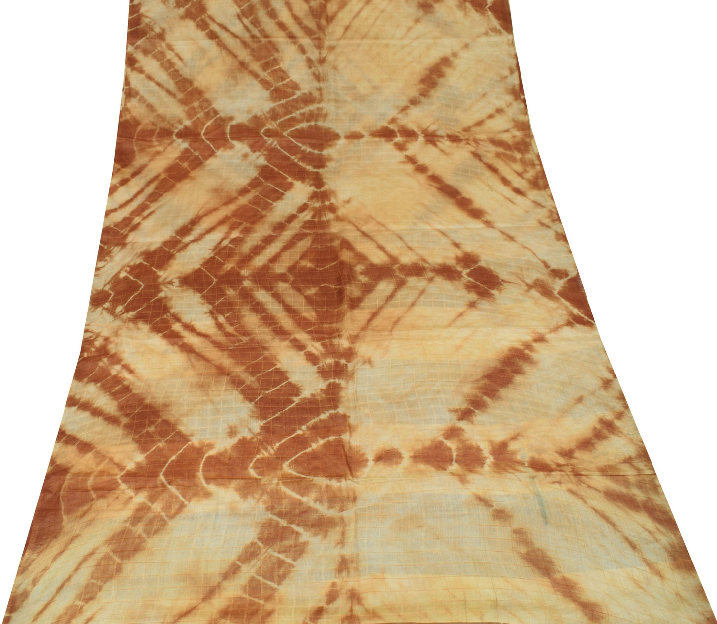 Sushila Vintage Brown Tie-Dye Saree 100%Pure Tussar Silk Embroidered Sari Fabric