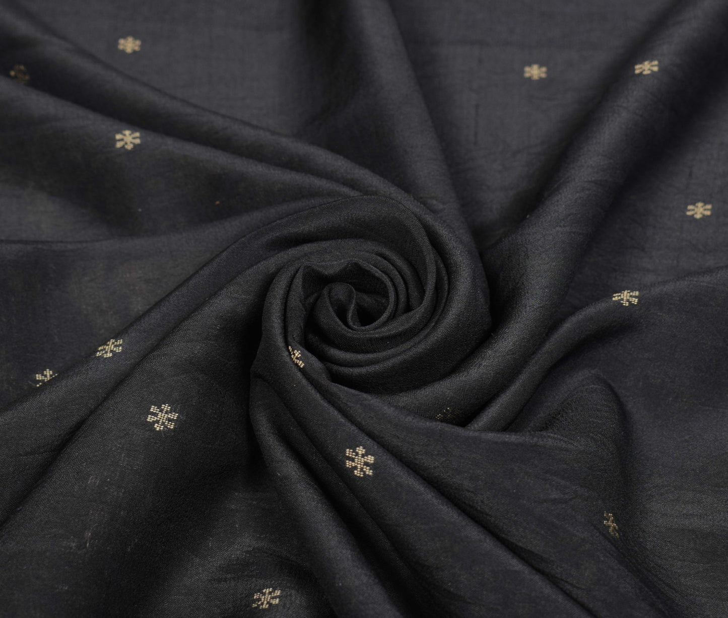 Sushila Vintage Black Hand Woven Saree 100% Pure Silk Floral Sari Soft Fabric