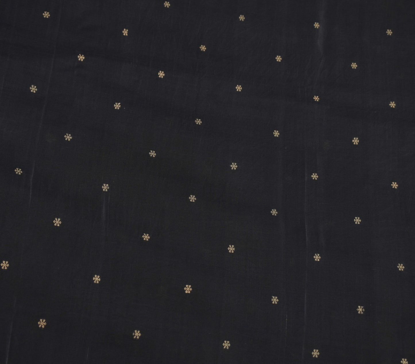 Sushila Vintage Black Hand Woven Saree 100% Pure Silk Floral Sari Soft Fabric
