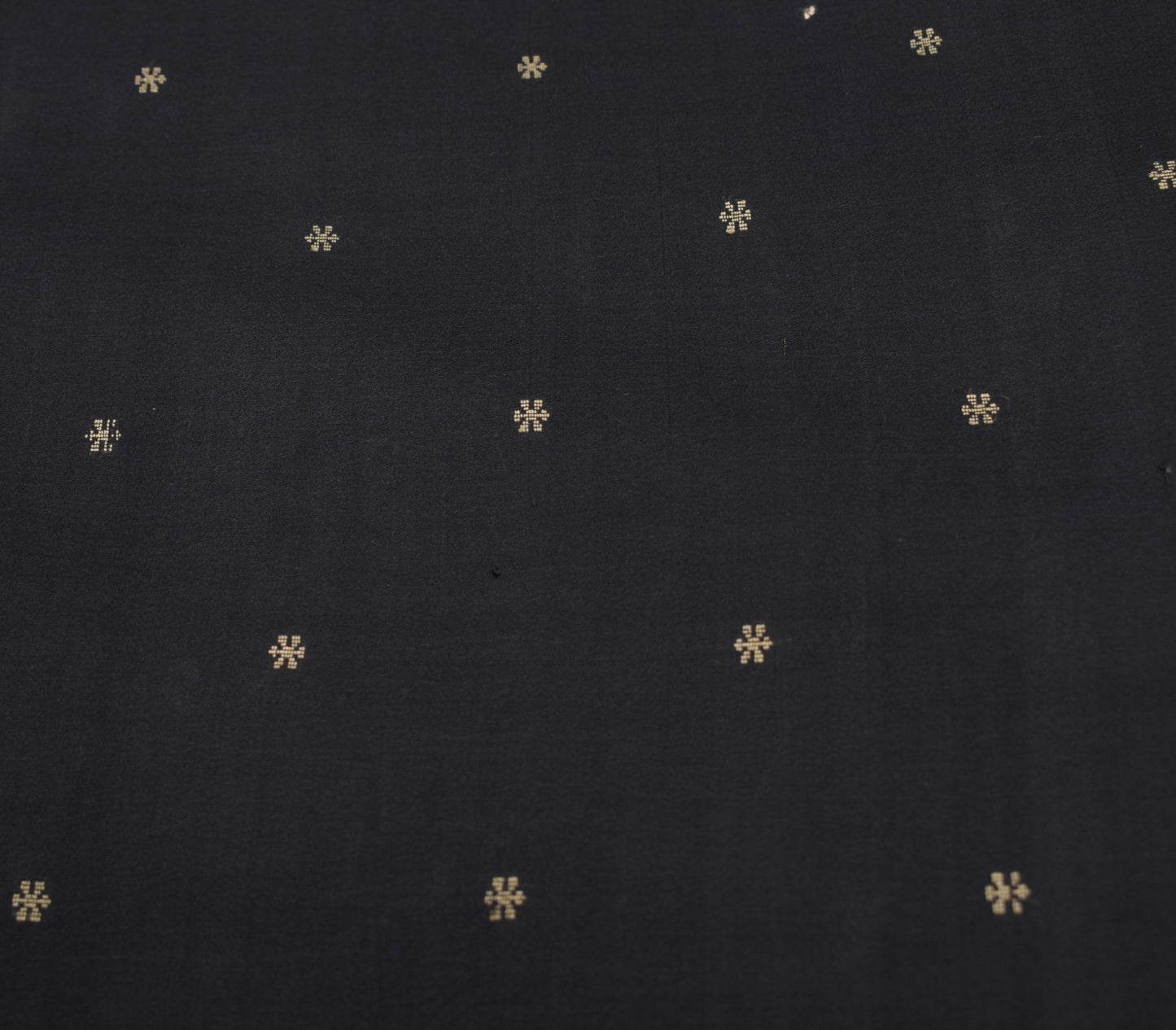Sushila Vintage Black Hand Woven Saree 100% Pure Silk Floral Sari Soft Fabric