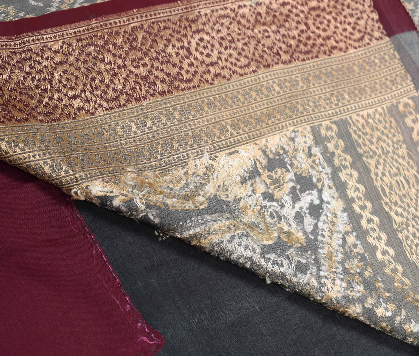 Sushila Vintage Black Hand Woven Saree 100% Pure Silk Floral Sari Soft Fabric