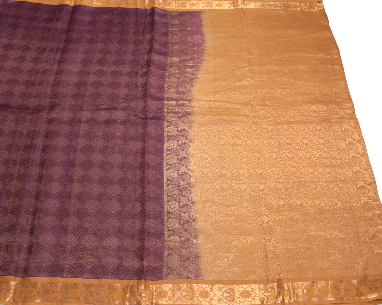 Sushila Vintage Purple Dual Toned Saree Pure Silk Zari Woven HEAVY Sari Fabric