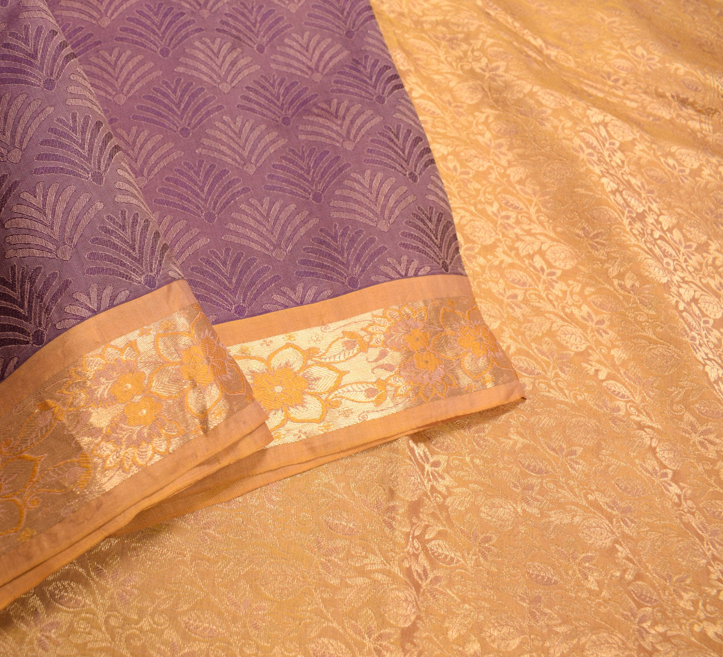 Sushila Vintage Purple Dual Toned Saree Pure Silk Zari Woven HEAVY Sari Fabric
