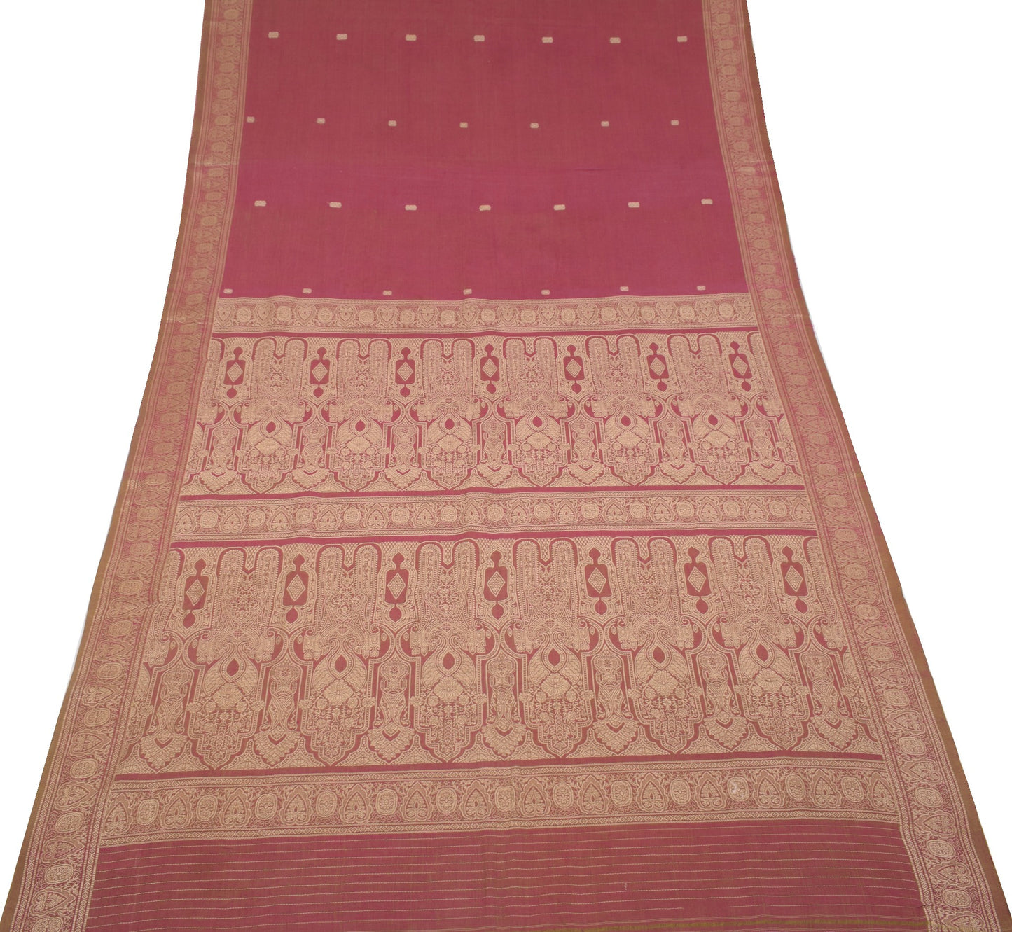 Sushila Vintage Pink Saree 100% Pure Cotton Hand Woven Soft Sari Fabric