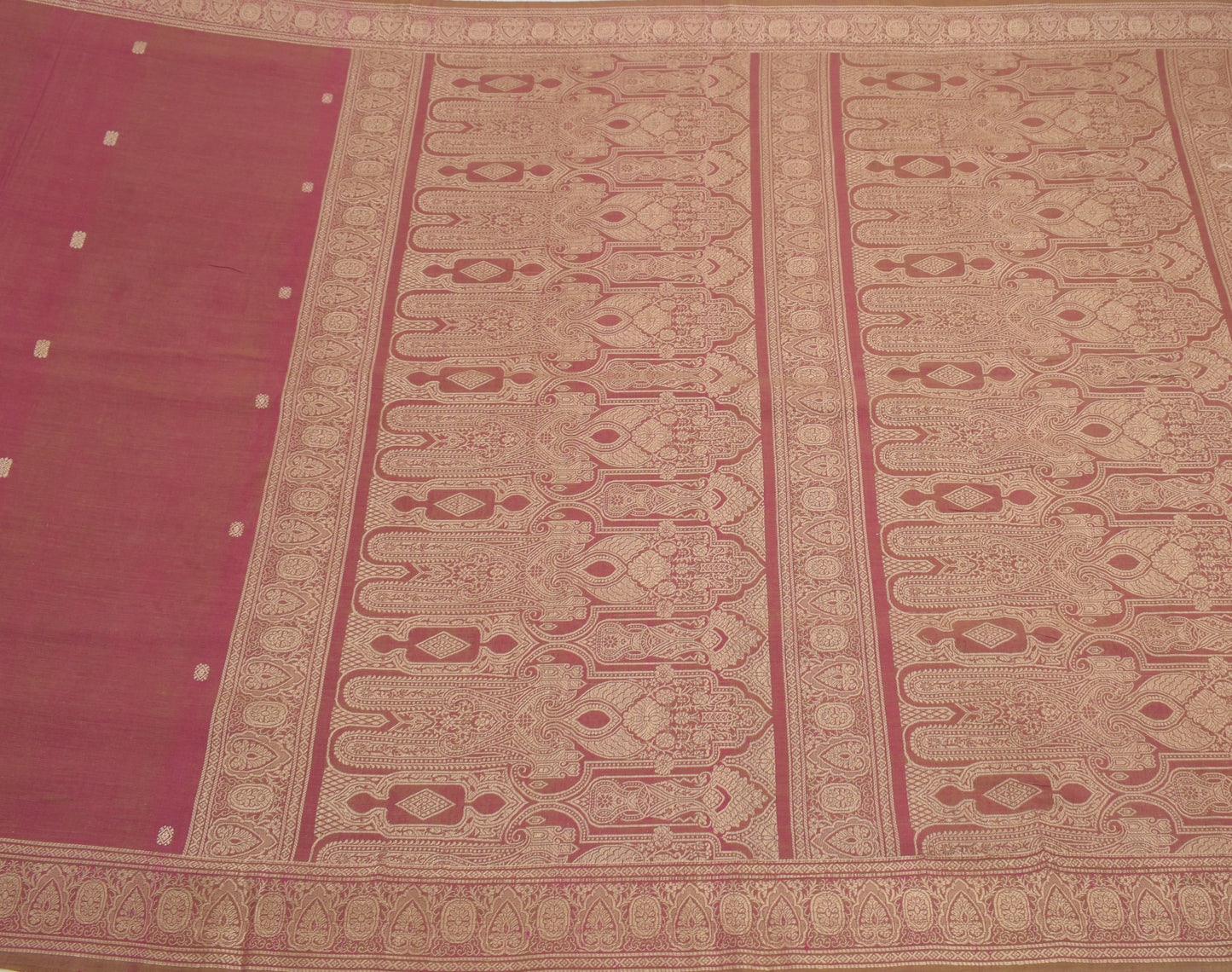 Sushila Vintage Pink Saree 100% Pure Cotton Hand Woven Soft Sari Fabric