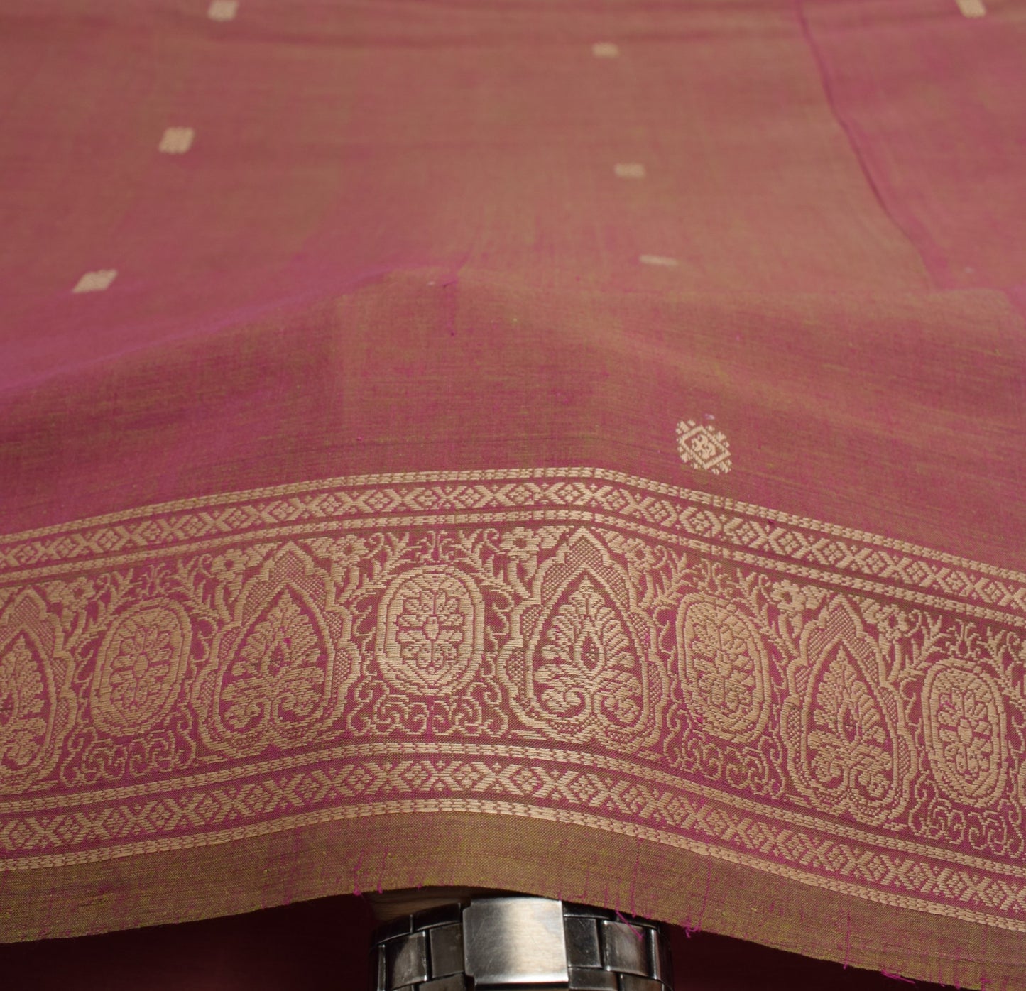 Sushila Vintage Pink Saree 100% Pure Cotton Hand Woven Soft Sari Fabric