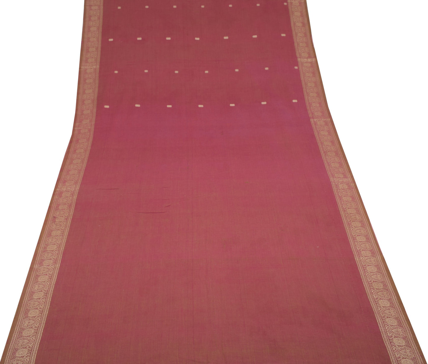 Sushila Vintage Pink Saree 100% Pure Cotton Hand Woven Soft Sari Fabric