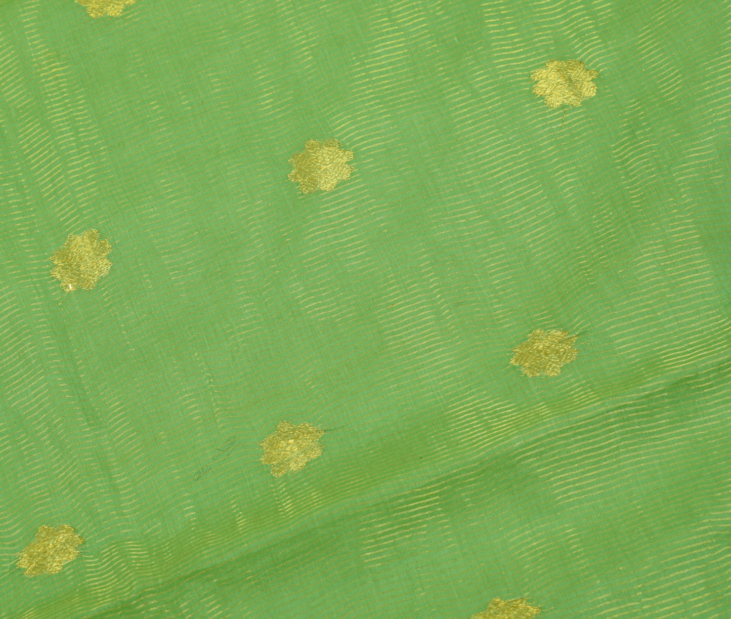 Sushila Vintage Green Woven Saree with Broad Zari Border Pure Cotton Sari Fabric