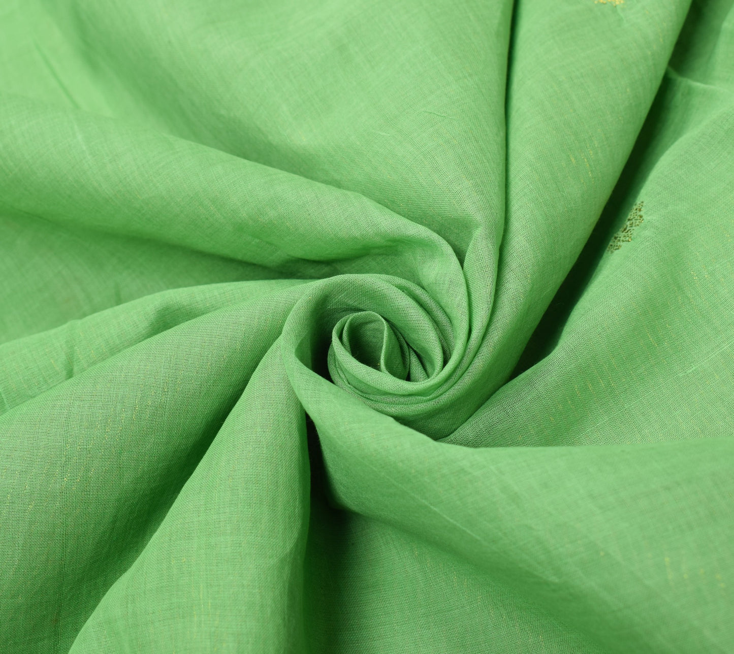 Sushila Vintage Green Woven Saree with Broad Zari Border Pure Cotton Sari Fabric