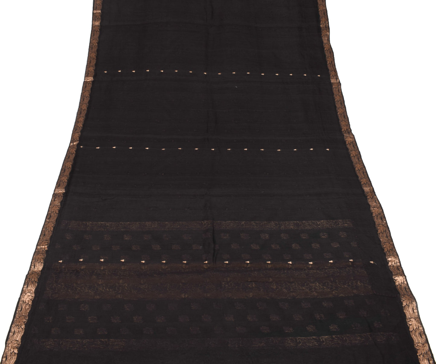 Sushila Vintage Black Zari Woven Saree 100% Pure Cotton silk Premium Sari Fabric