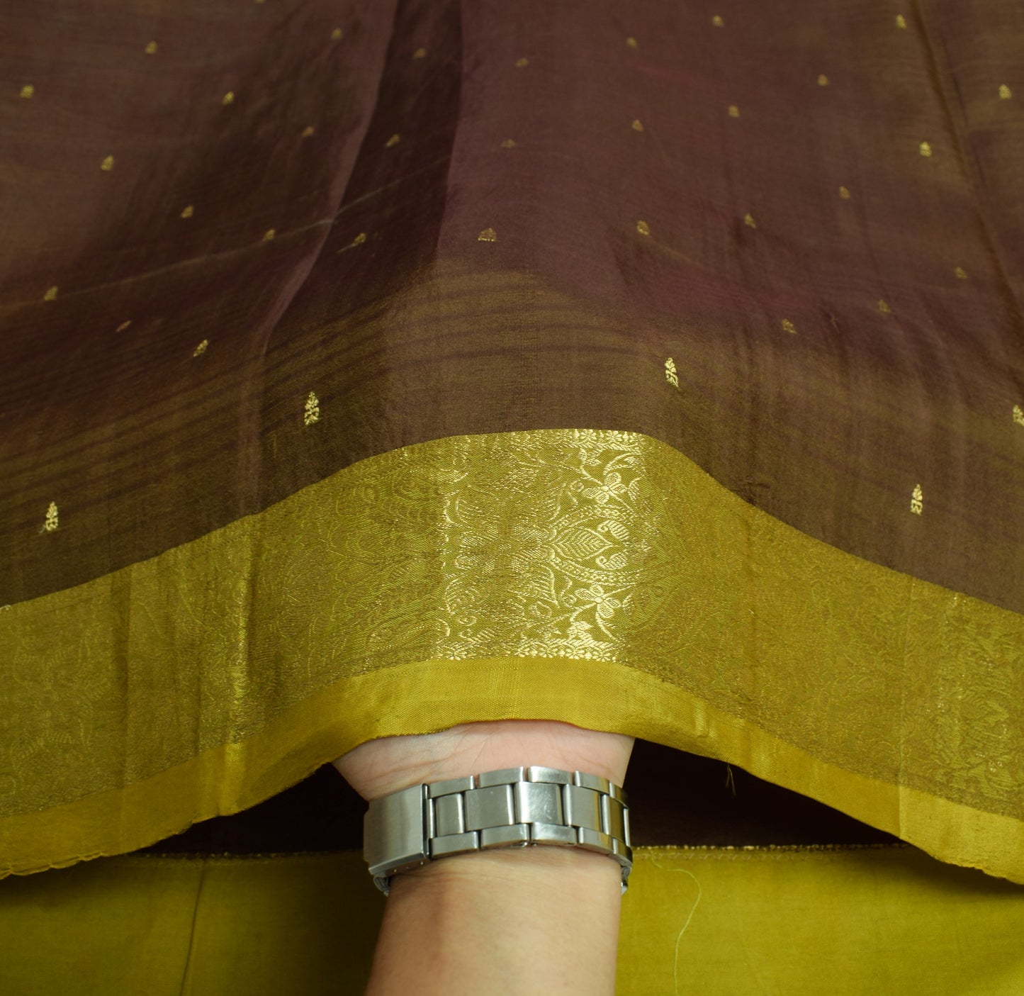Sushila Vintage Green Saree Pure Silk Zari Brocade/Banarasi Woven Sari Fabric