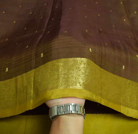 Sushila Vintage Green Saree Pure Silk Zari Brocade/Banarasi Woven Sari Fabric