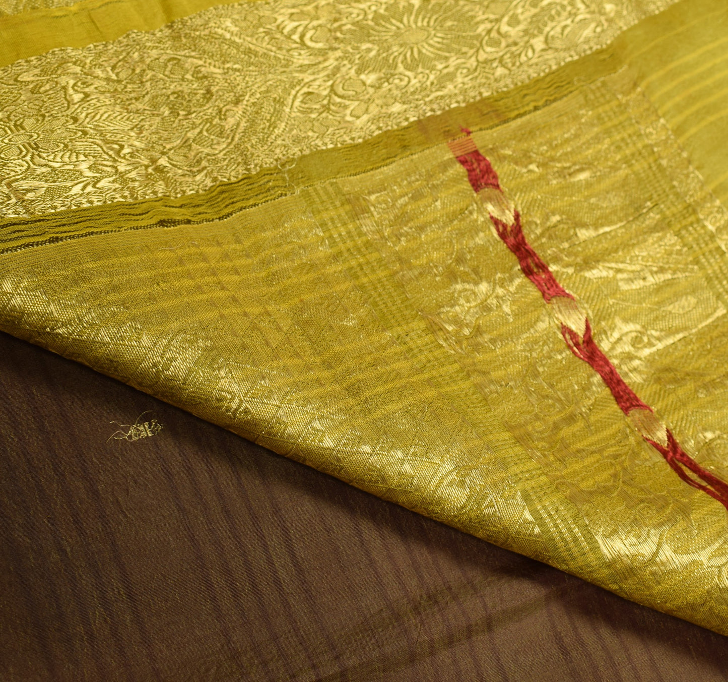 Sushila Vintage Green Saree Pure Silk Zari Brocade/Banarasi Woven Sari Fabric