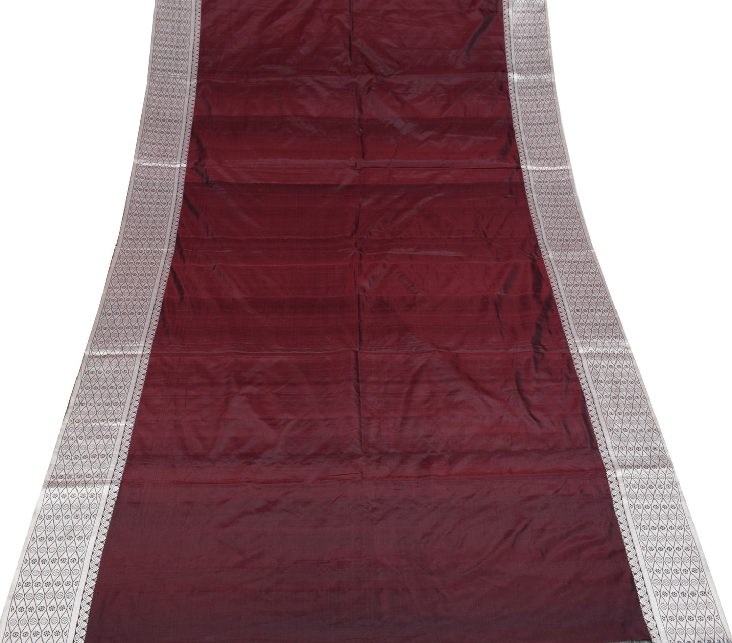 Sushila Vintage Dark Maroon Saree 100% Pure Silk Banarasi Woven Soft Sari Fabric