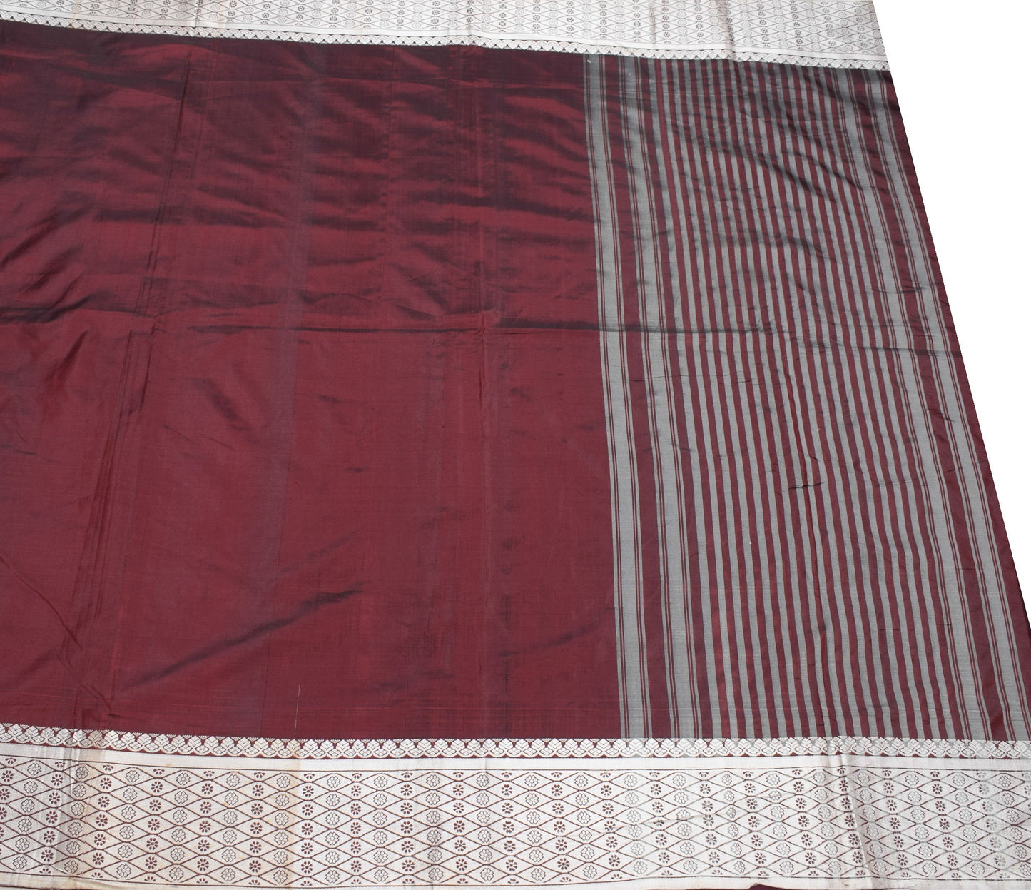 Sushila Vintage Dark Maroon Saree 100% Pure Silk Banarasi Woven Soft Sari Fabric