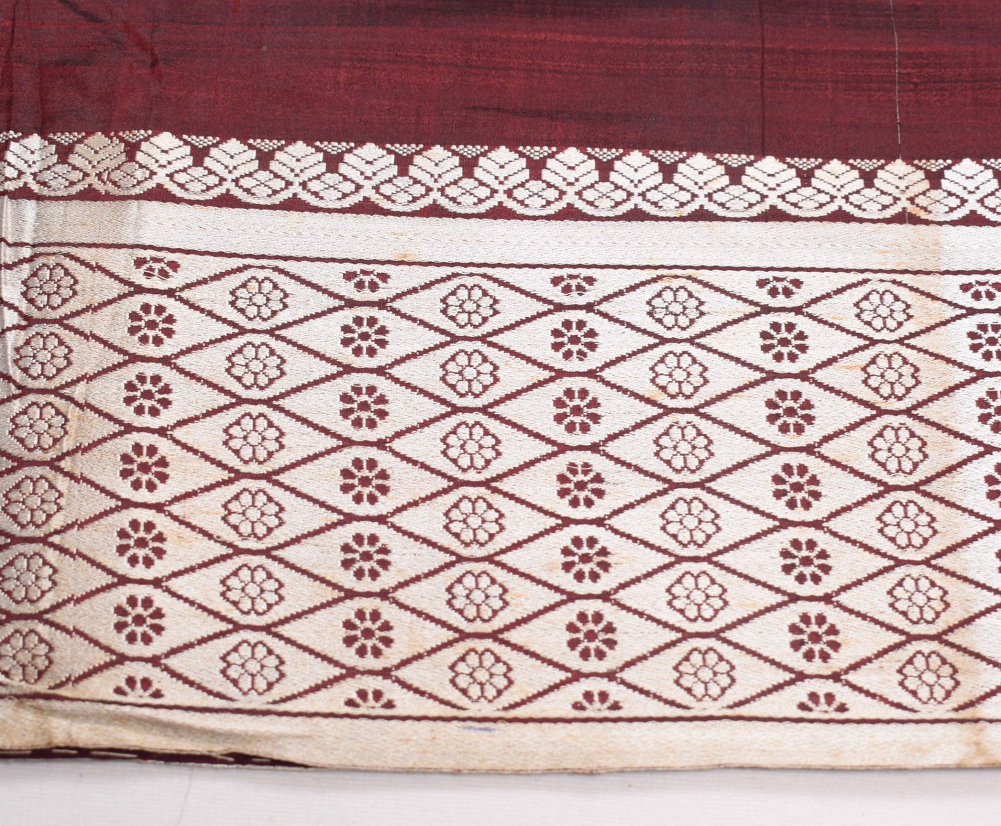 Sushila Vintage Dark Maroon Saree 100% Pure Silk Banarasi Woven Soft Sari Fabric