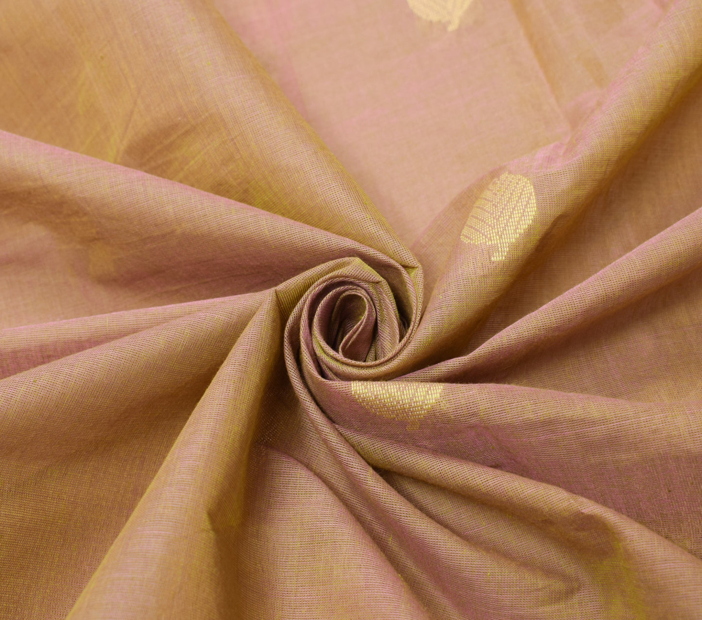 Sushila Vintage Green Pink Dual Toned Saree Pure Cotton Woven Leaves Sari Fabric