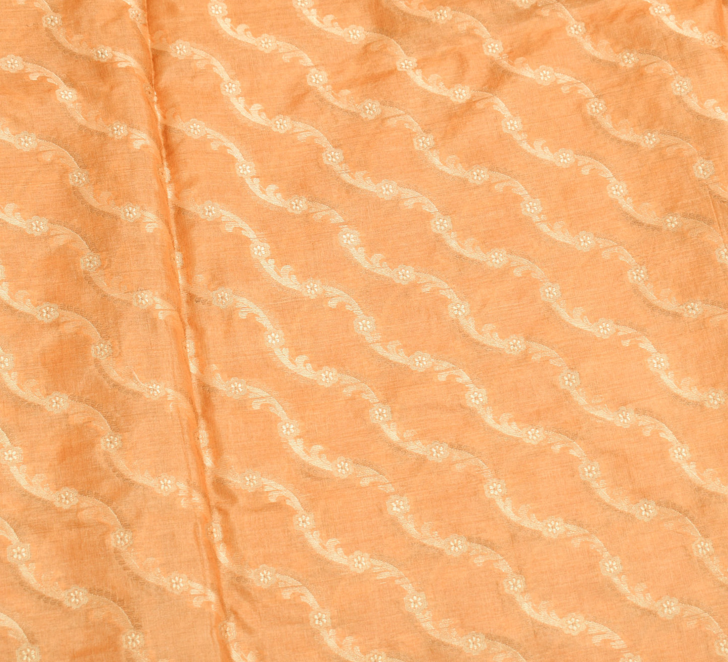 Sushila Vintage Pure Tussar Silk Saree Floral Woven Mustard Soft 5YD Sari Fabric