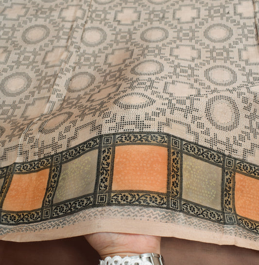 Sushila Vintage Handloom Saree 100% Pure Tussar Silk Hand Woven Soft Sari Fabric