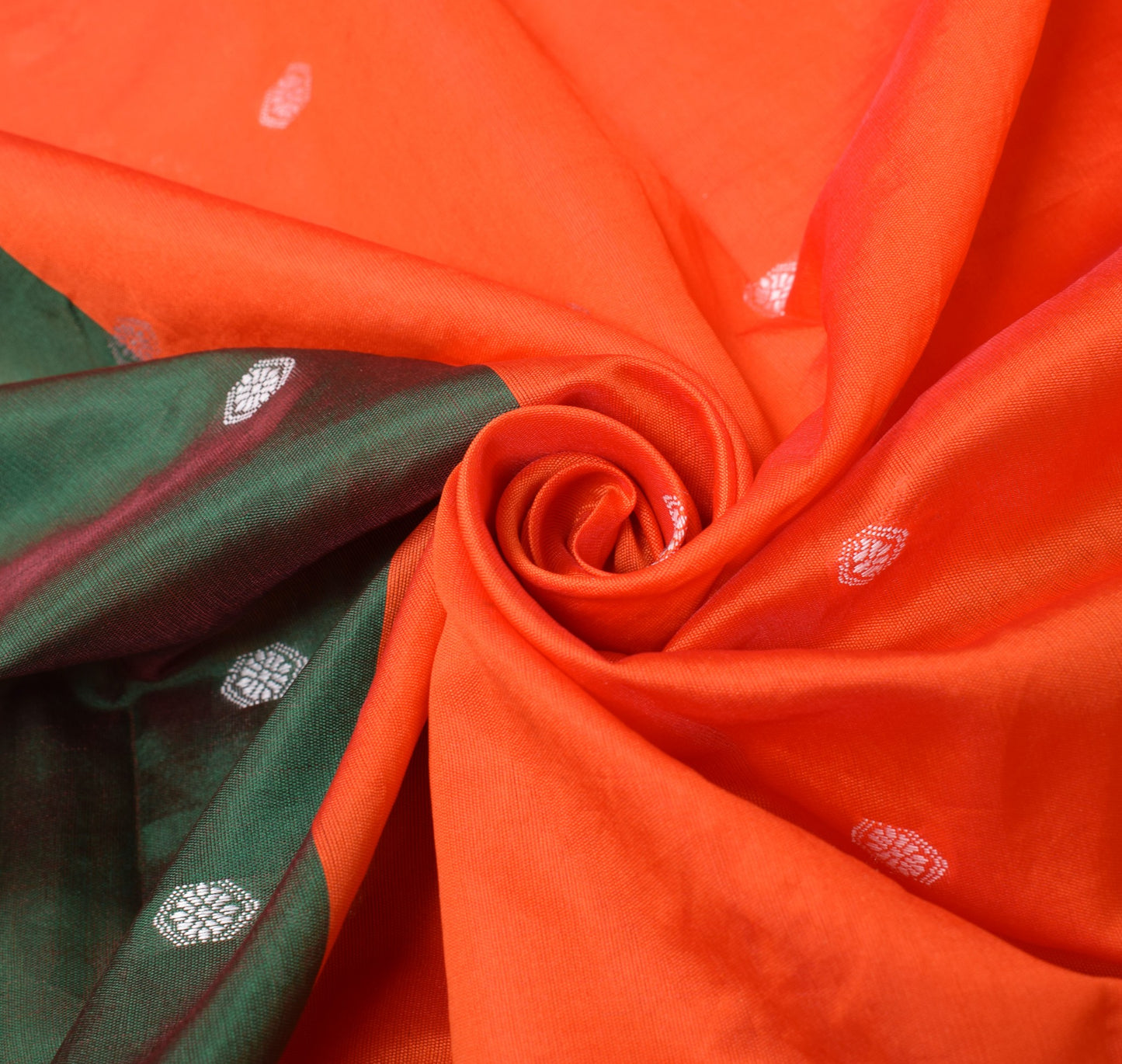 Sushila Vintage Narayanpet Art Silk Saree Woven & Embroidered Orange Sari Fabric