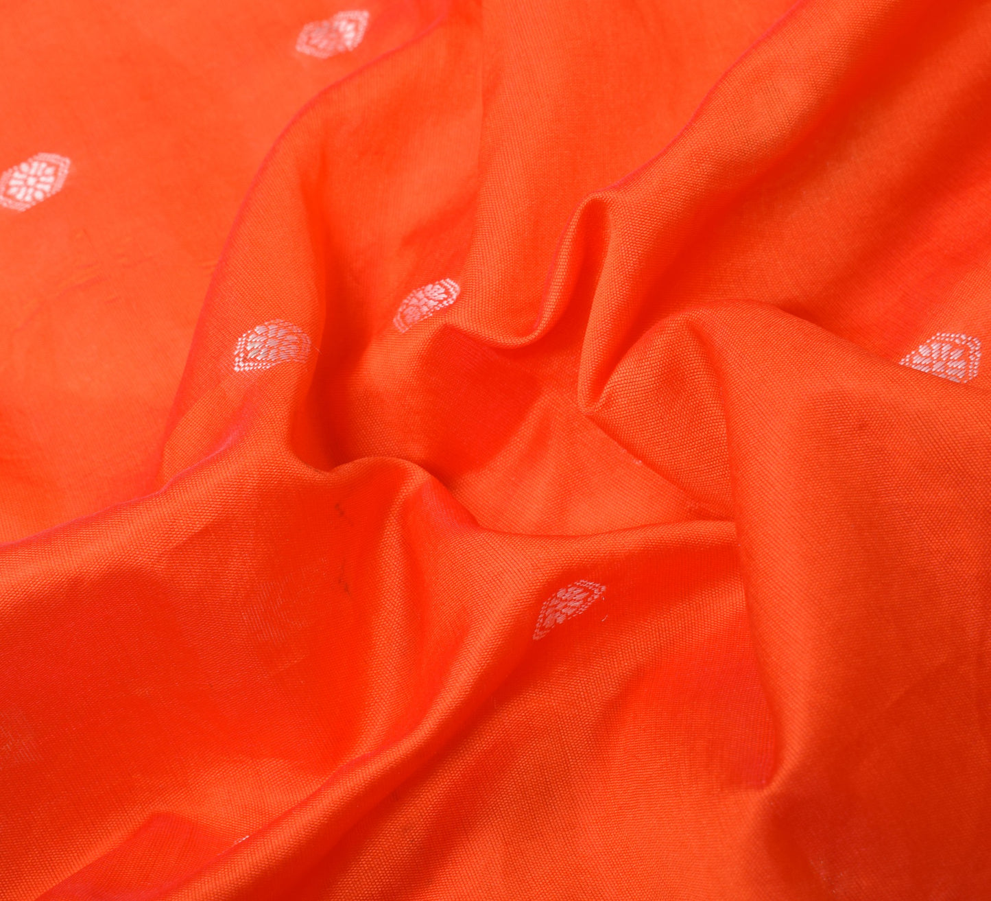 Sushila Vintage Narayanpet Art Silk Saree Woven & Embroidered Orange Sari Fabric
