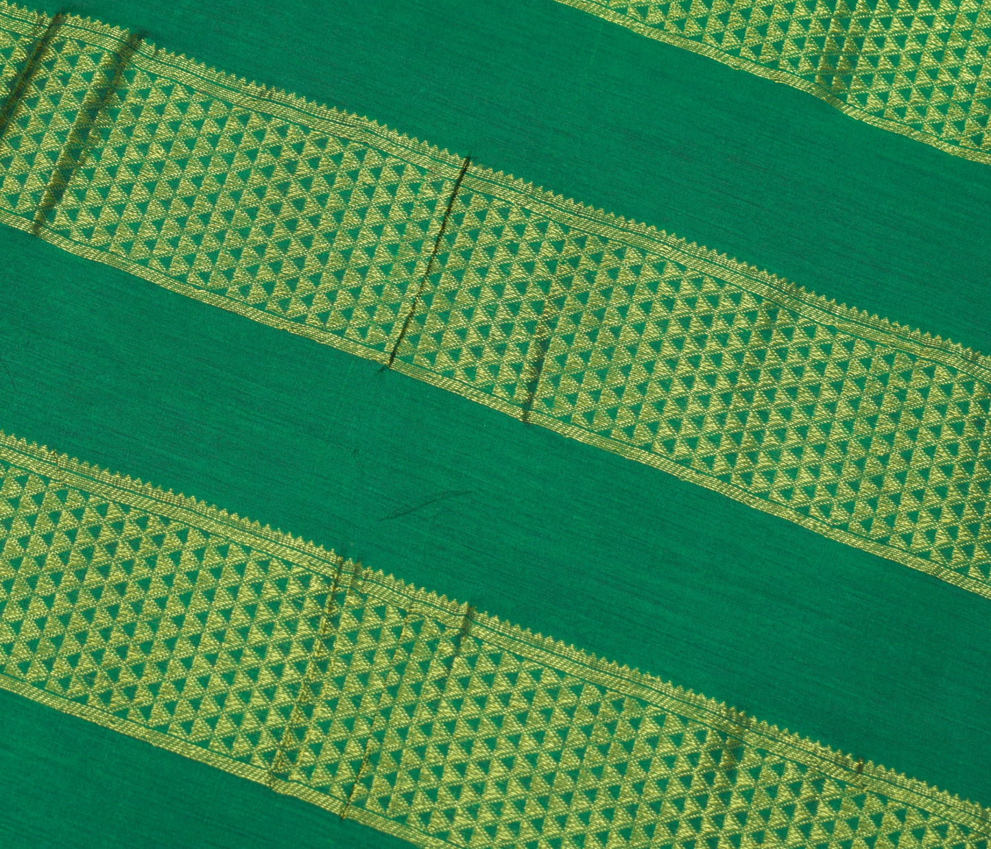 Sushila Vintage Dark Green Saree Art Cotton Zari Woven 10 Yard Sari Craft Fabric