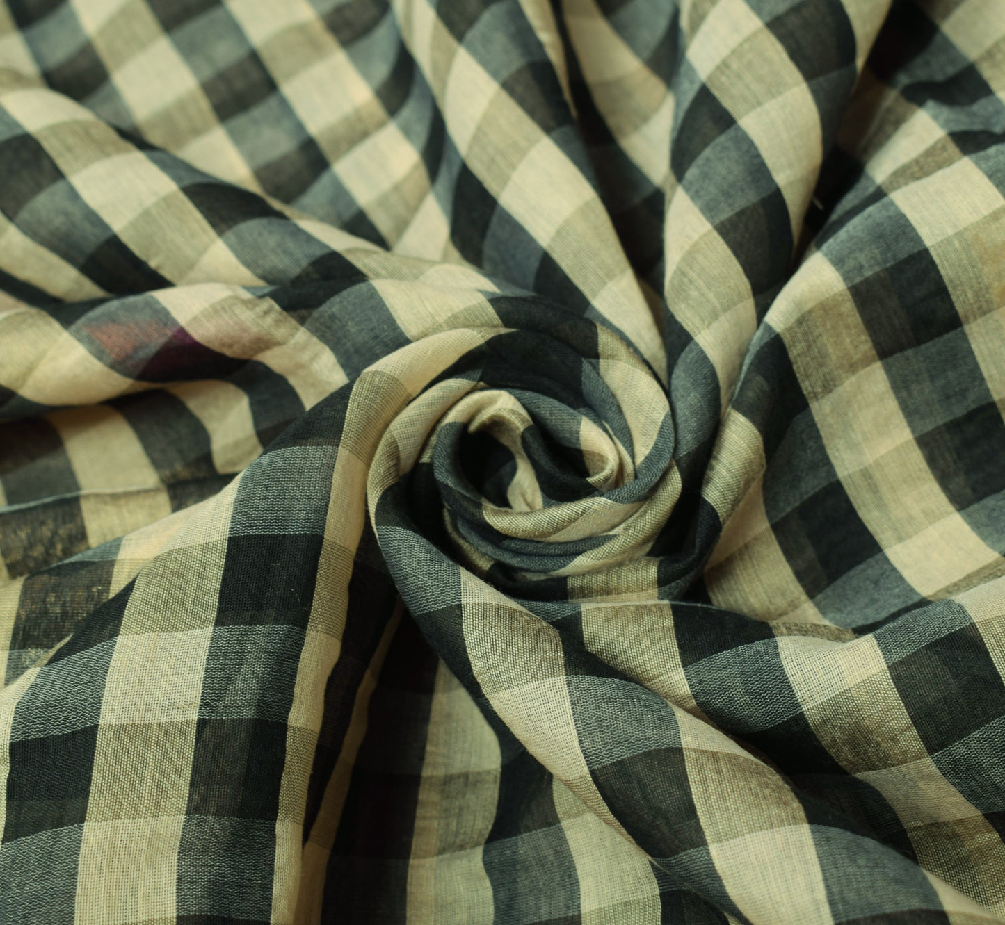 Sushila Vintage Art Cotton Silk Saree Checks Woven With Contrast Border Sari