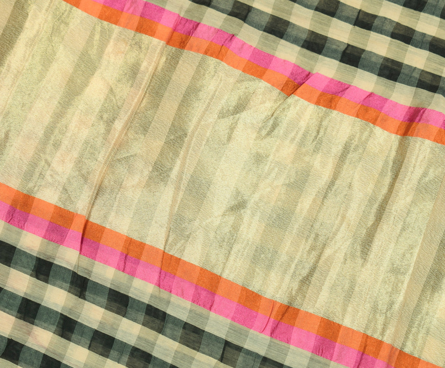 Sushila Vintage Art Cotton Silk Saree Checks Woven With Contrast Border Sari