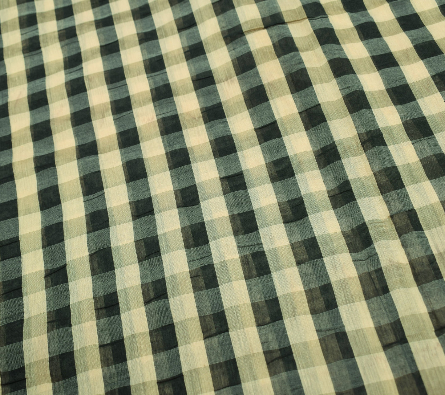 Sushila Vintage Art Cotton Silk Saree Checks Woven With Contrast Border Sari
