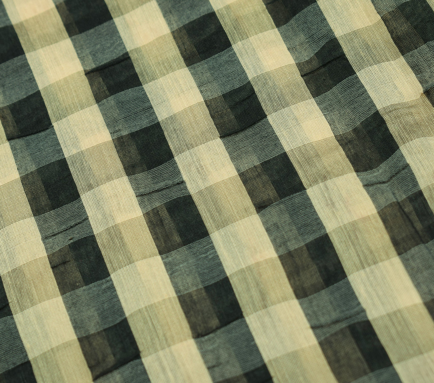 Sushila Vintage Art Cotton Silk Saree Checks Woven With Contrast Border Sari