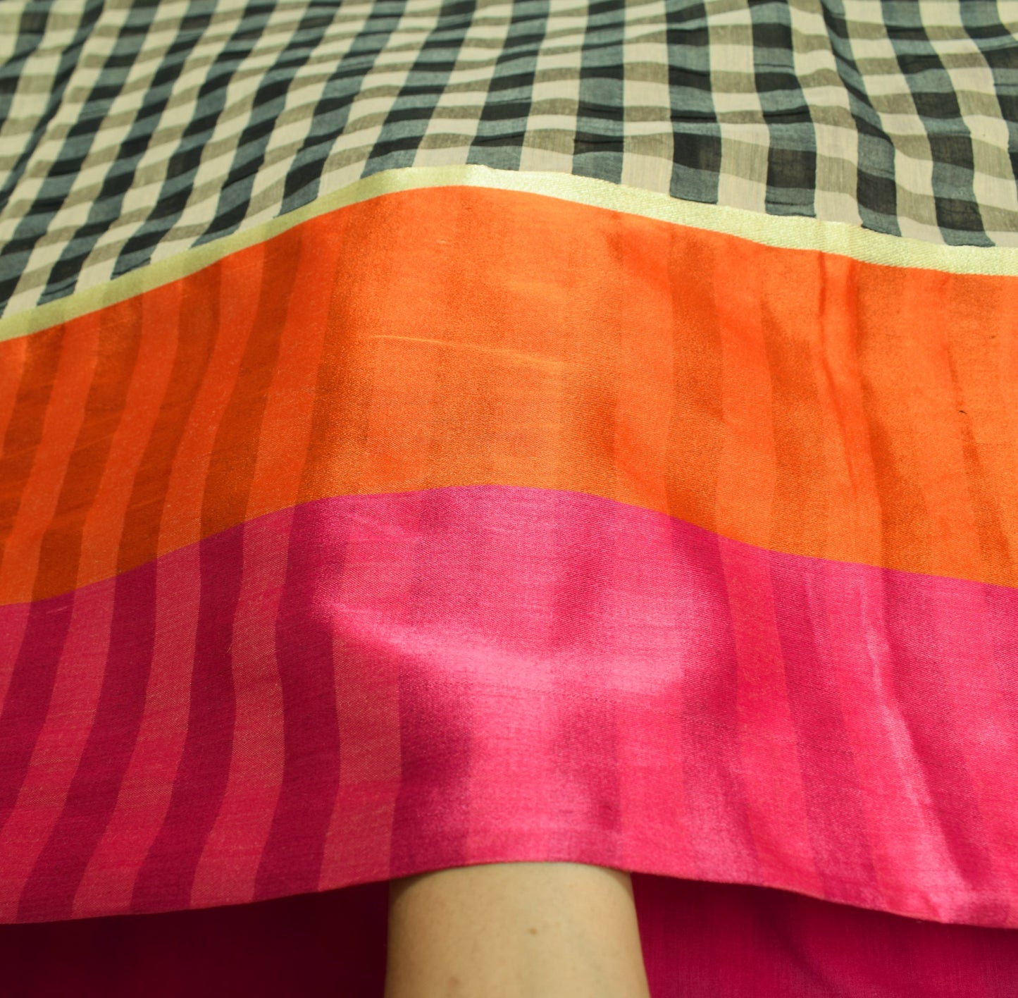 Sushila Vintage Art Cotton Silk Saree Checks Woven With Contrast Border Sari