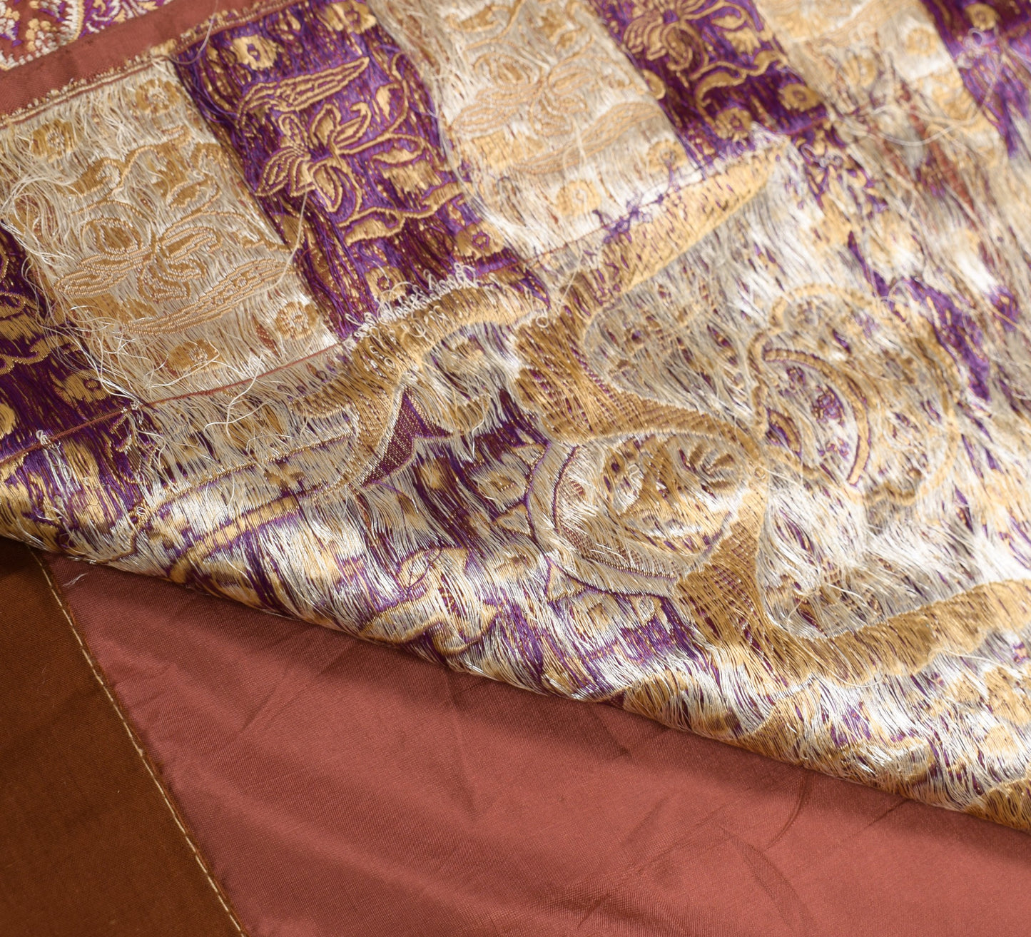 Sushila Vintage Brown Plain Saree Banarasi Woven Border Pallu Pure Silk Sari