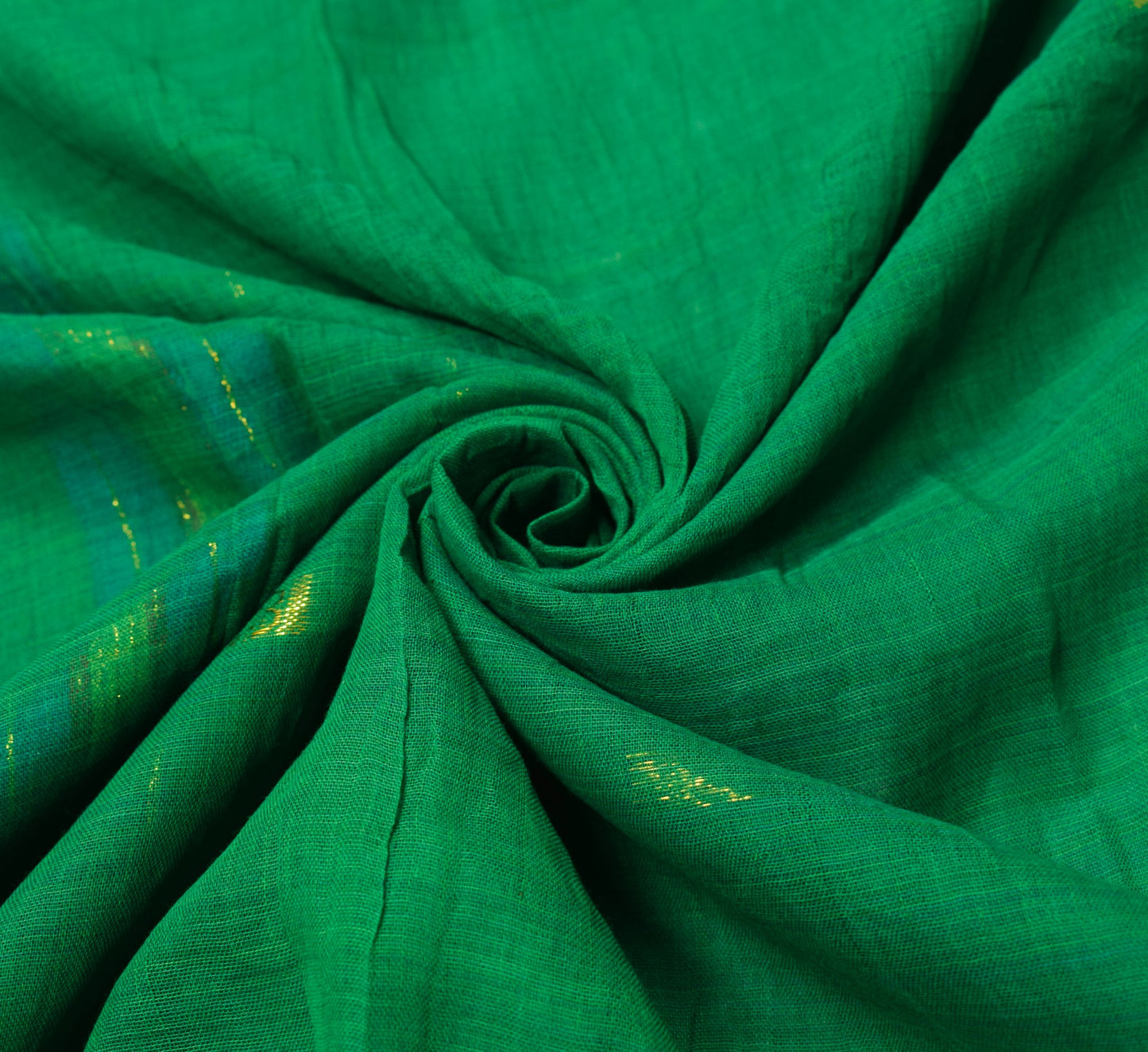 Sushila Vintage Green Saree with Purple Zari Border Pure Cotton 312" Sari Fabric