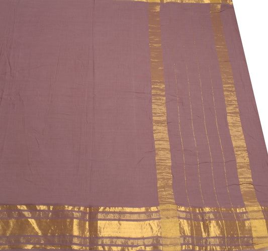 Sushila Vintage Mauve Saree with Zari Woven Border Pallu Pure Cotton Sari Fabric