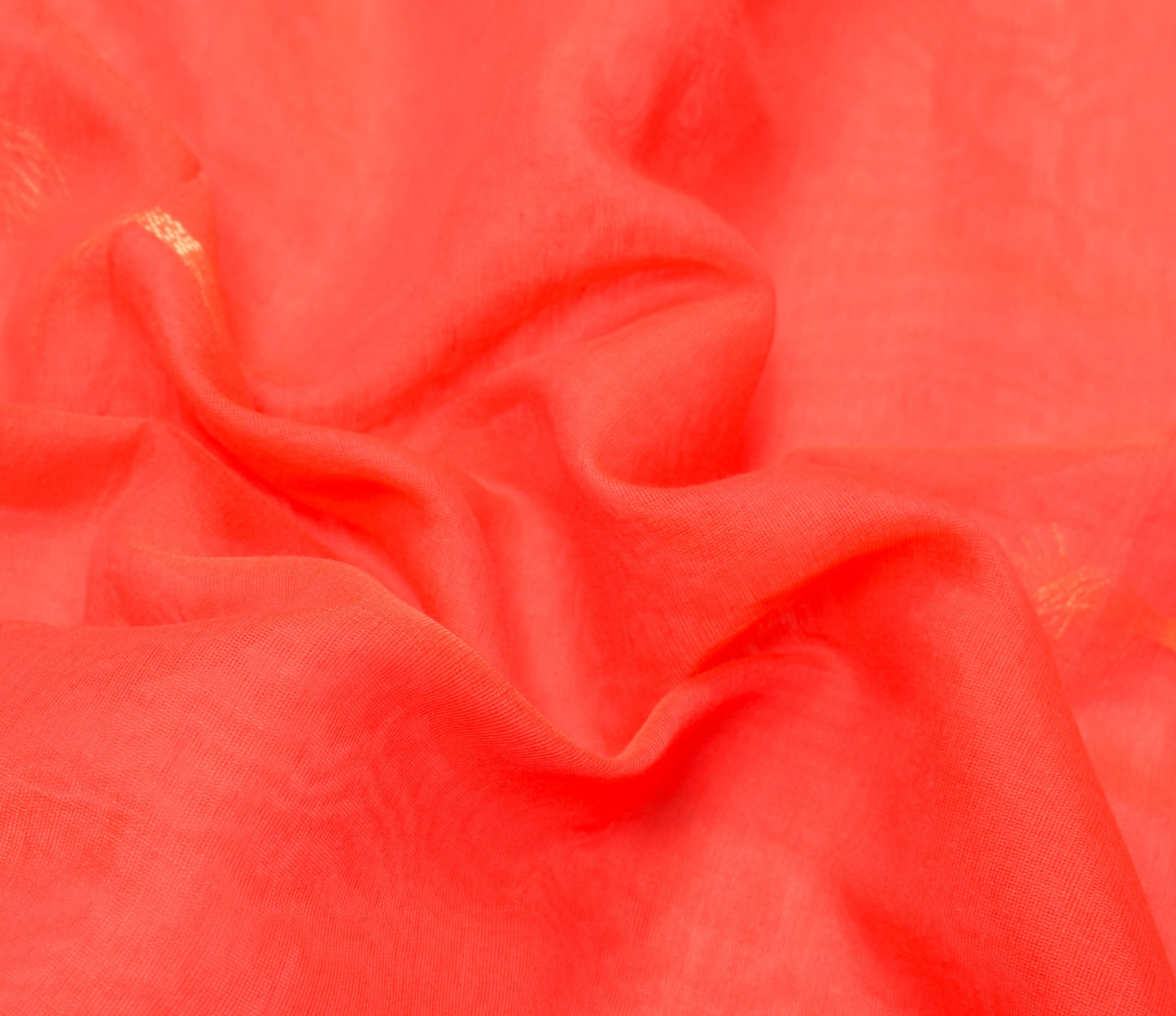 Sushila Vintage Orange Saree with Contrast Border Pallu Art Cotton 8 Yard Sari