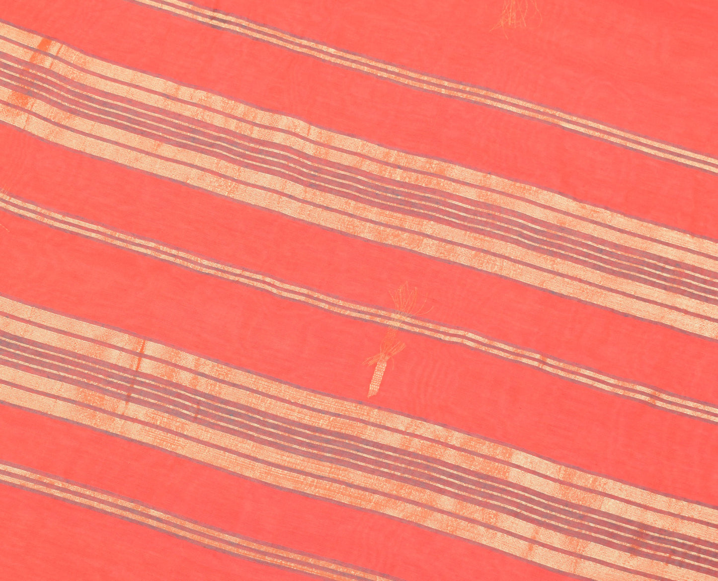 Sushila Vintage Orange Saree with Contrast Border Pallu Art Cotton 8 Yard Sari