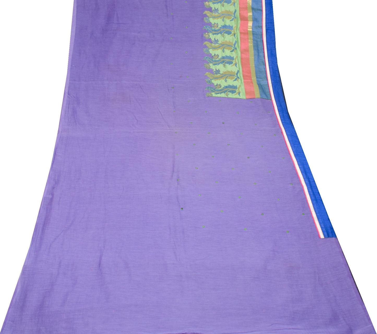 Sushila Vintage Black AppliqueWork Saree Pure Cotton Designer Floral Sari Fabric